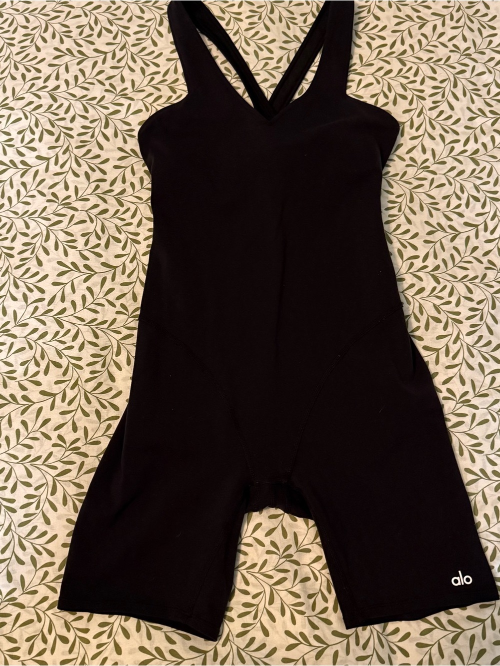 ALO Yoga Black Cross-Back One-Piece Athletic Romper